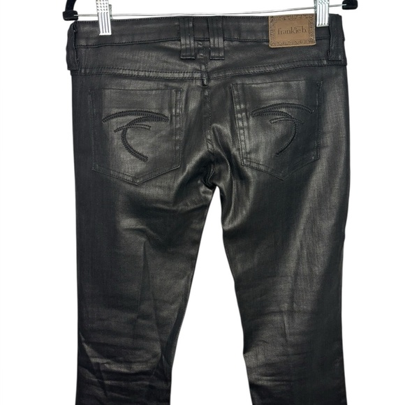 Y2K Frankle B. Black Coated Low Rise Jeans Size 26 - Picture 10 of 14